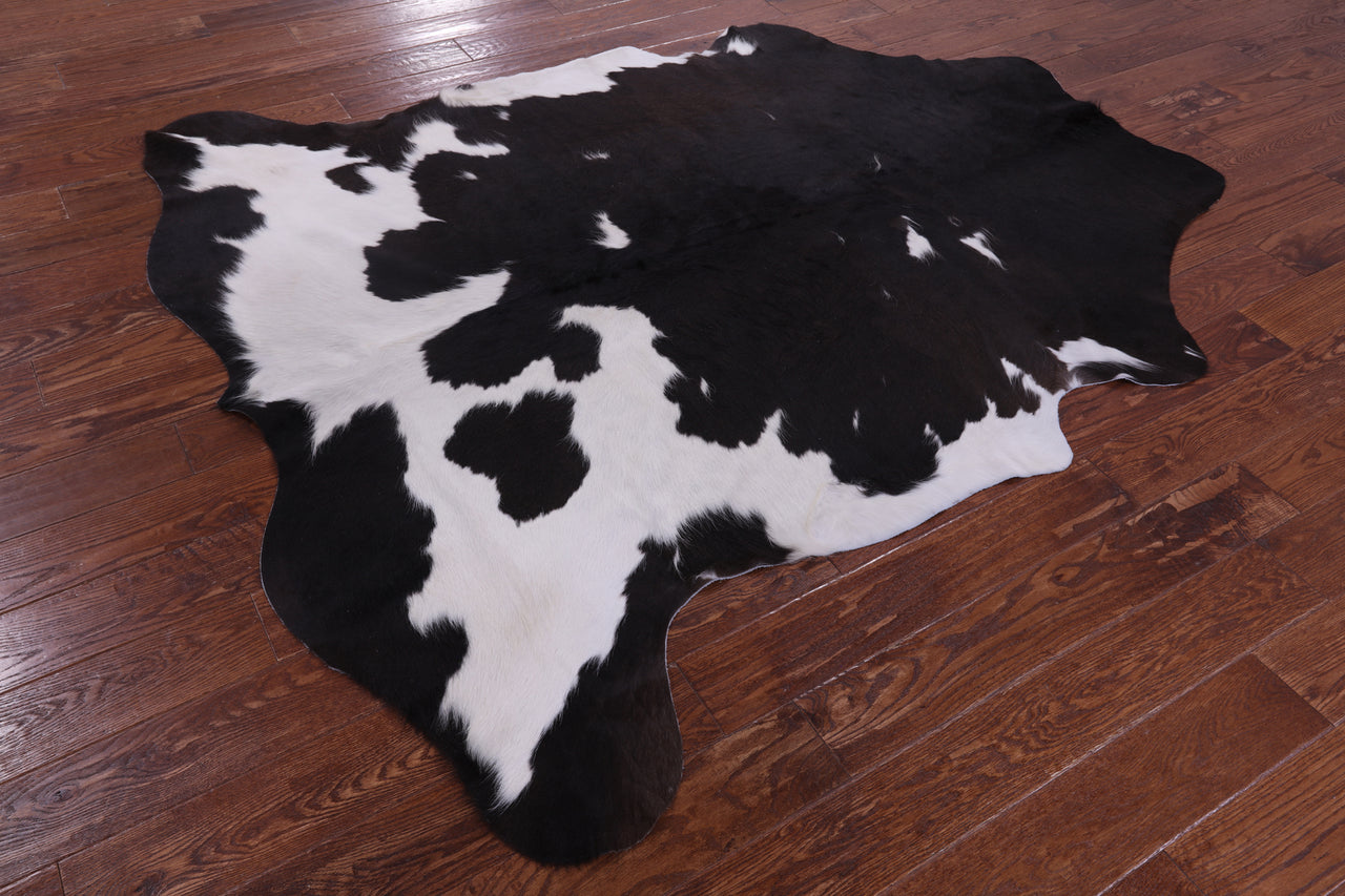 Brown & White Natural Cowhide Rug - XLarge 7'0"H x 6'2"W