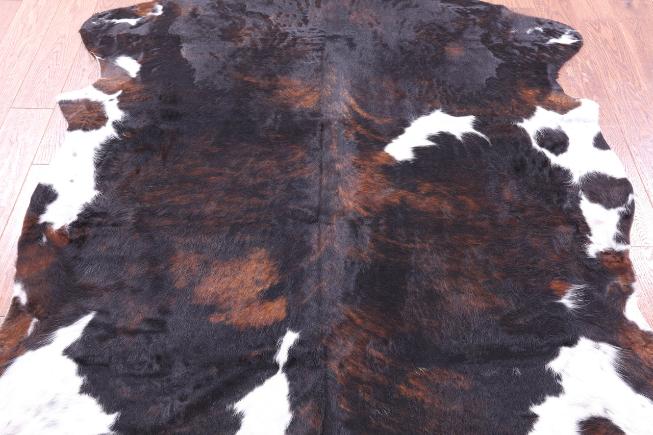 Tricolor Natural Cowhide Rug - XLarge 7'1"H x 6'0"W