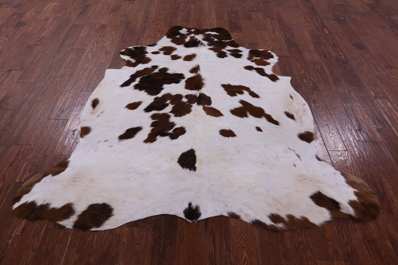 Brown & White Natural Cowhide Rug - Large 6'7"H x 6'3"W