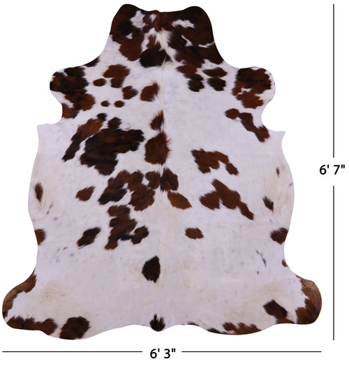 Brown & White Natural Cowhide Rug - Large 6'7