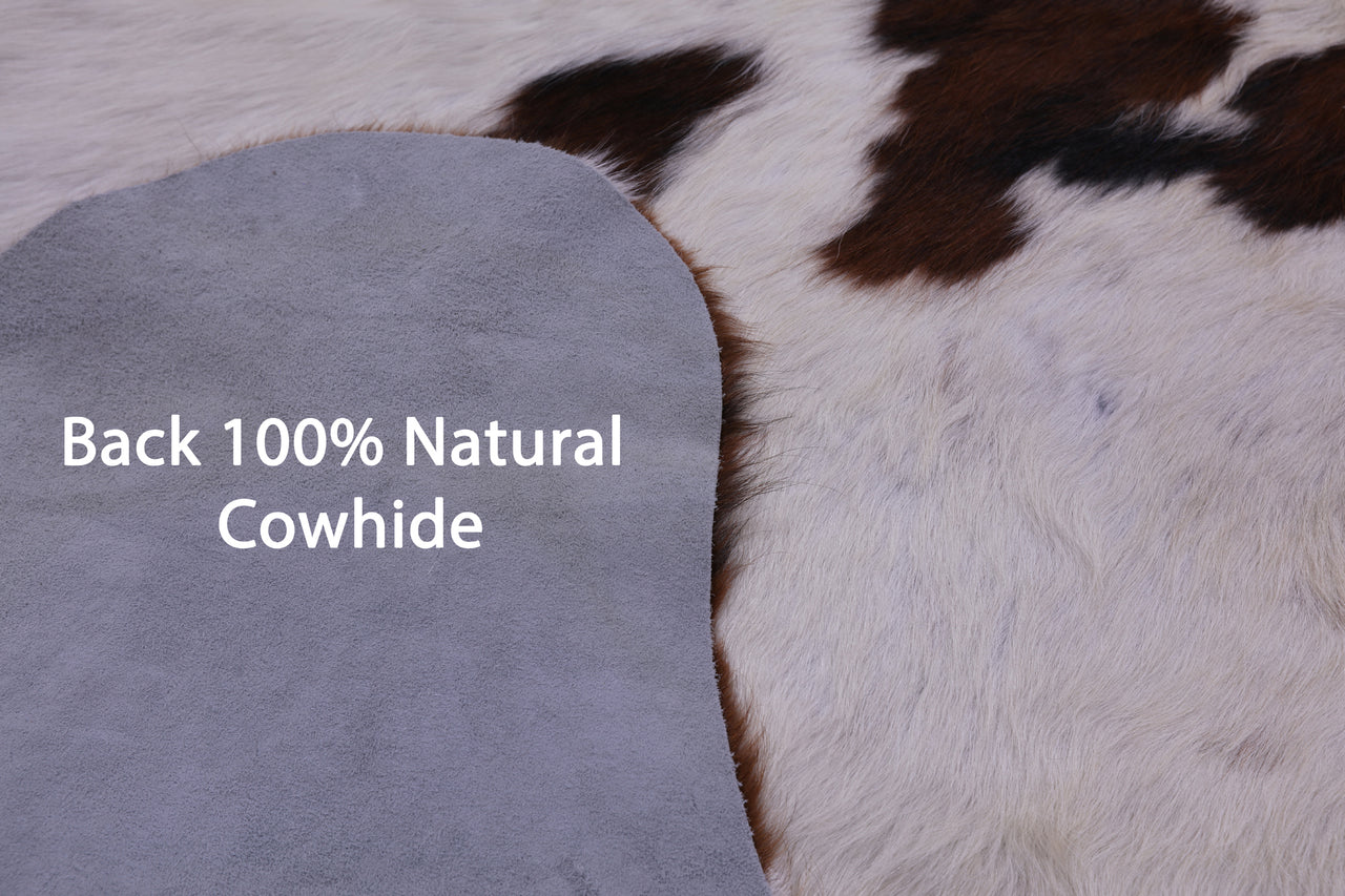 Brown & White Natural Cowhide Rug - Large 6'7"H x 6'3"W