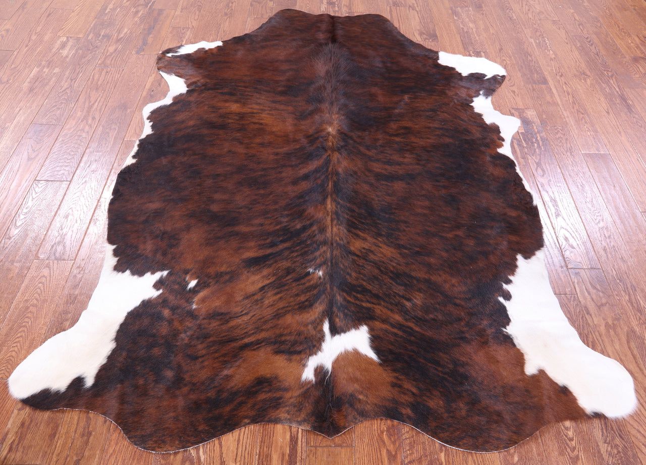 Tricolor Brindle Natural Cowhide Rug - XLarge 7'5"H x 5'9"W