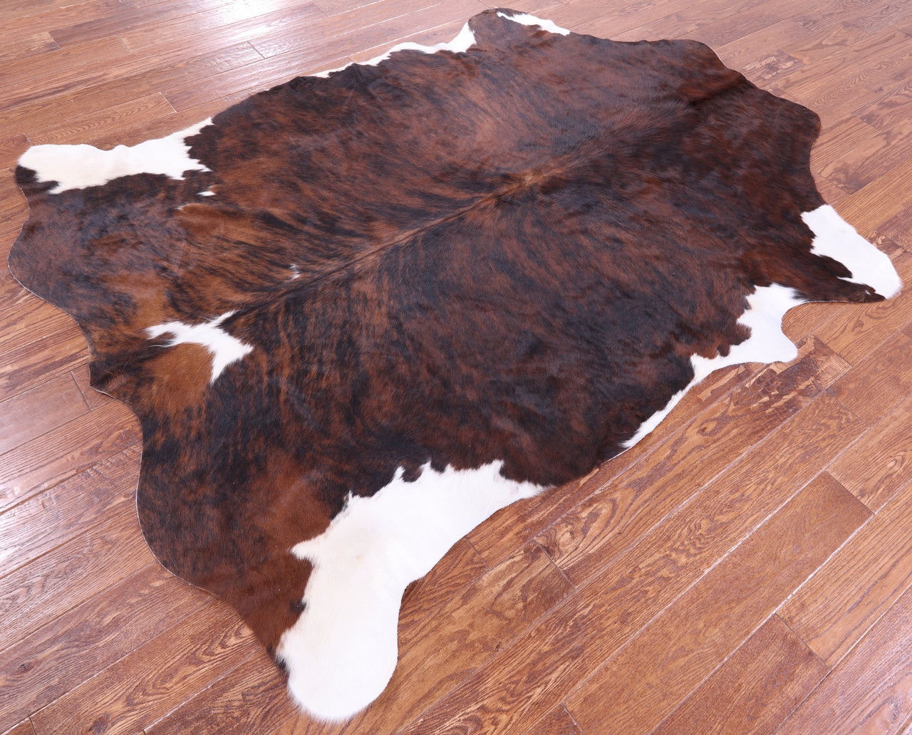 Tricolor Brindle Natural Cowhide Rug - XLarge 7'5"H x 5'9"W