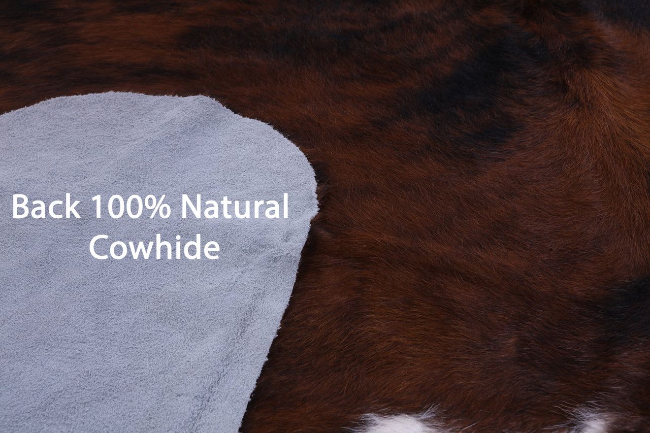 Tricolor Natural Cowhide Rug - XLarge 7'0"H x 6'2"W