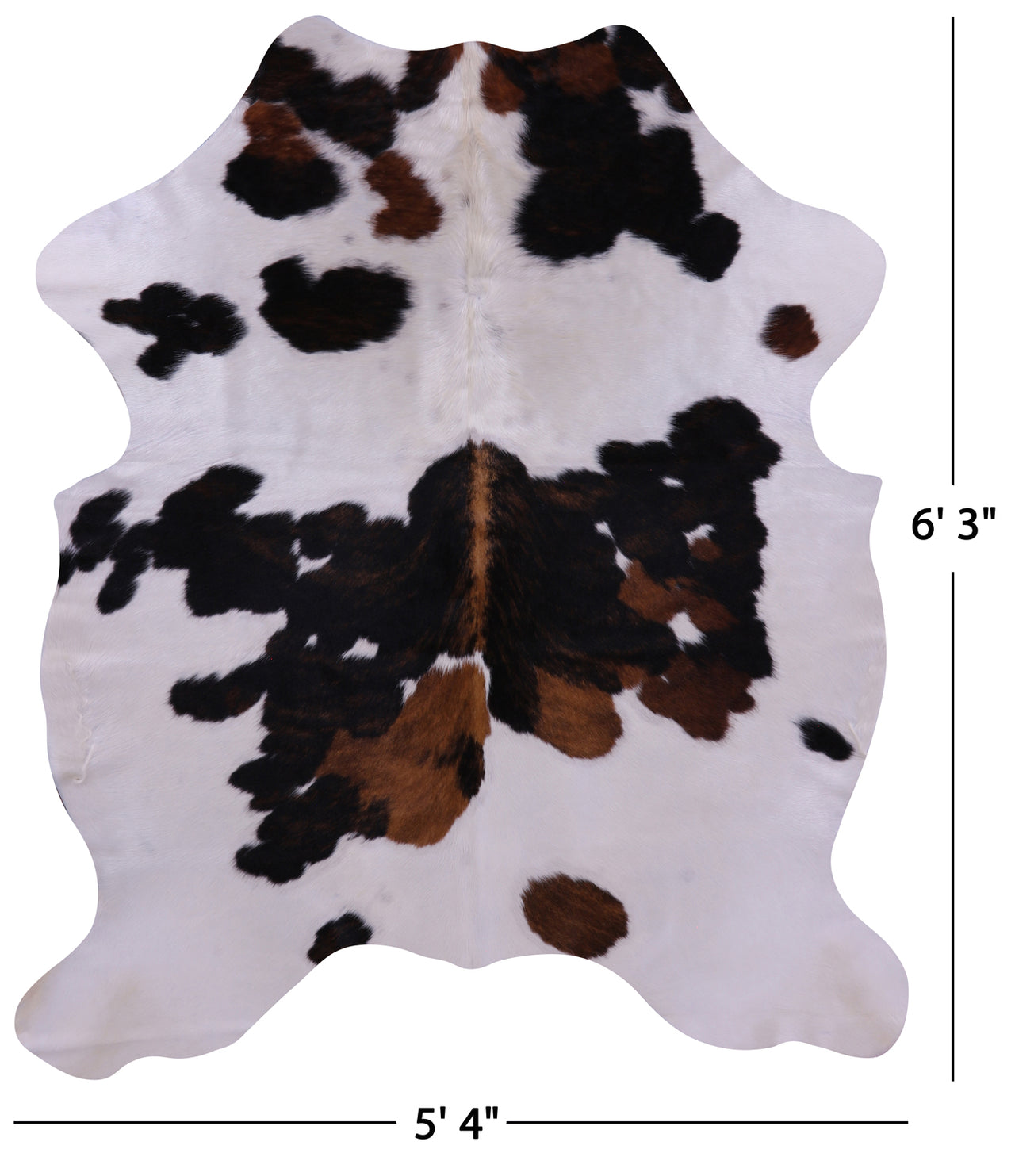 Tricolor Natural Cowhide Rug - Medium 6'3"H x 5'4"W