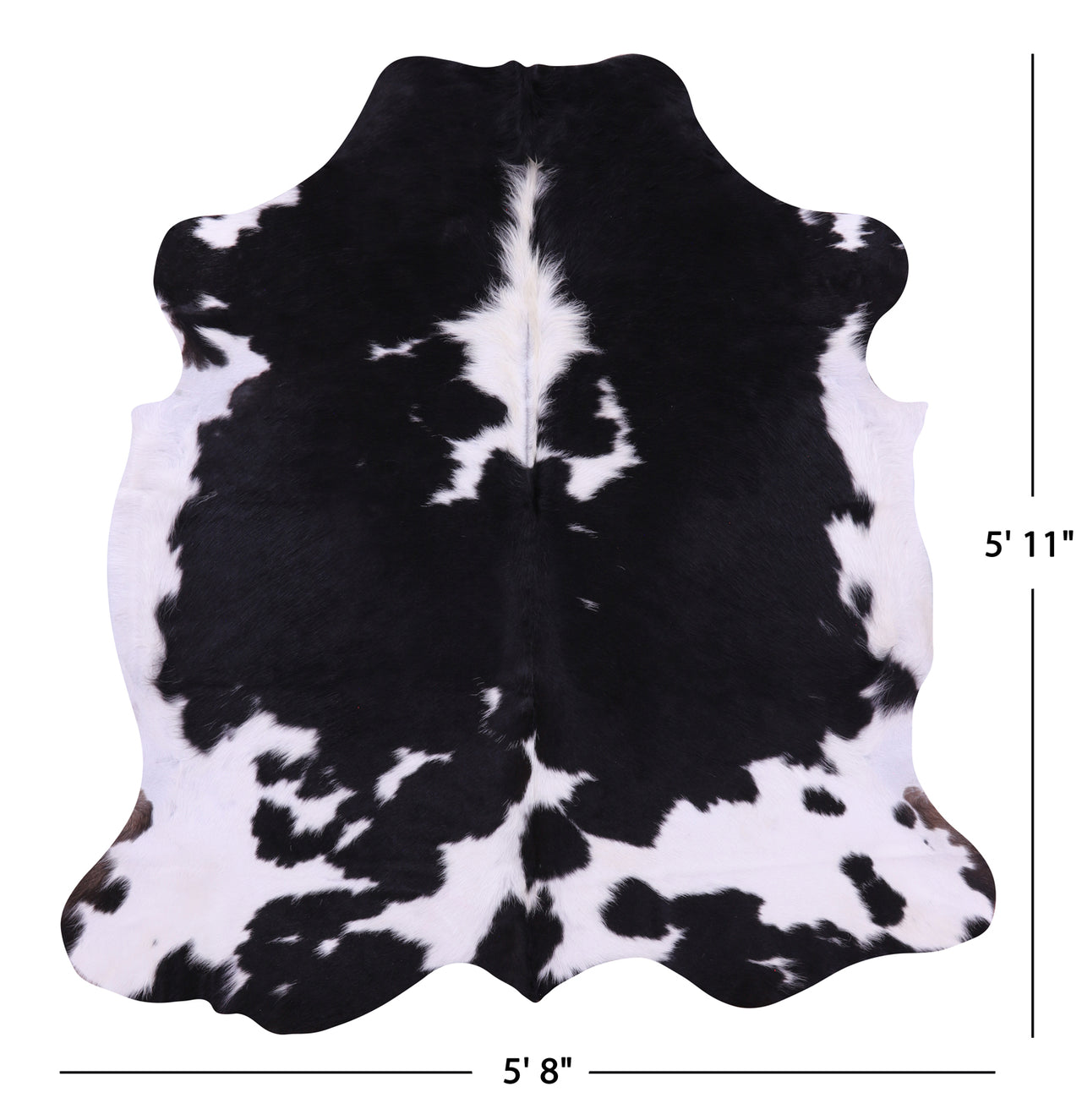 Black & White Natural Cowhide Rug - Medium 5'11"H x 5'8"W