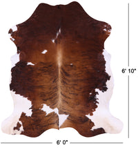 Thumbnail for Brown & White Natural Cowhide Rug - Large 6'10