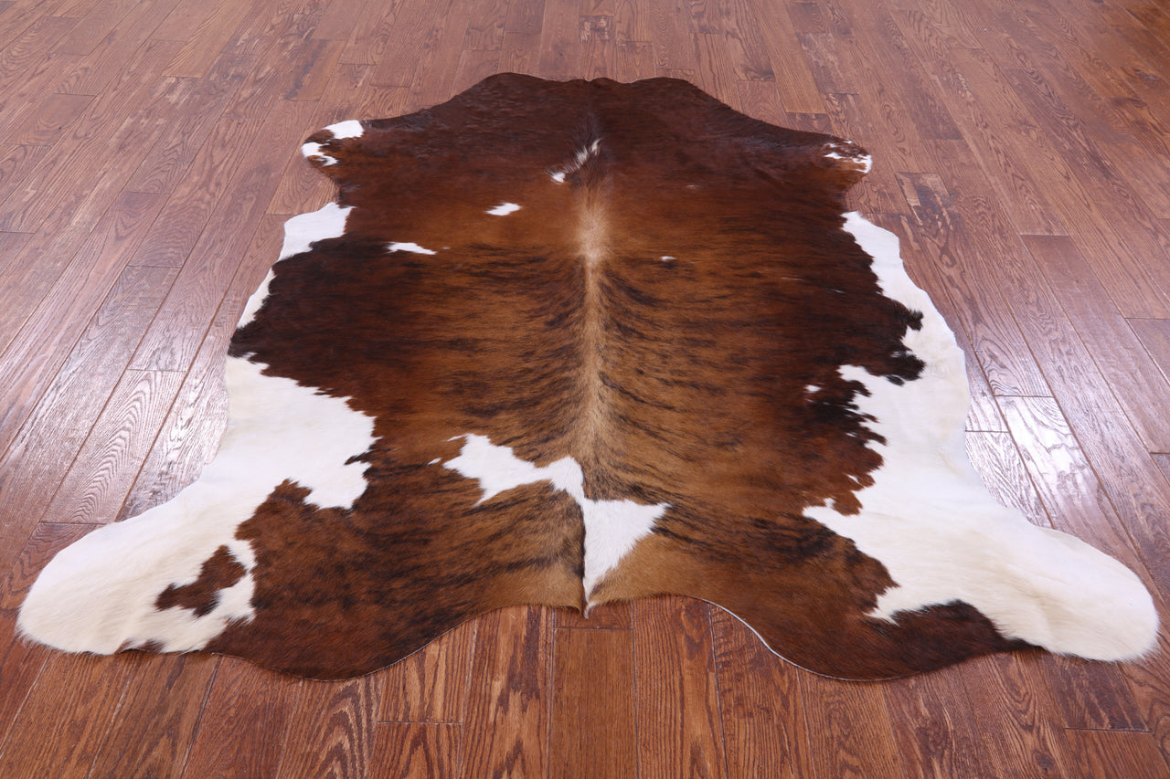 Brown & White Natural Cowhide Rug - Large 6'10"H x 6'0"W