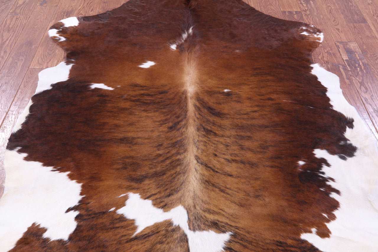 Brown & White Natural Cowhide Rug - Large 6'10"H x 6'0"W