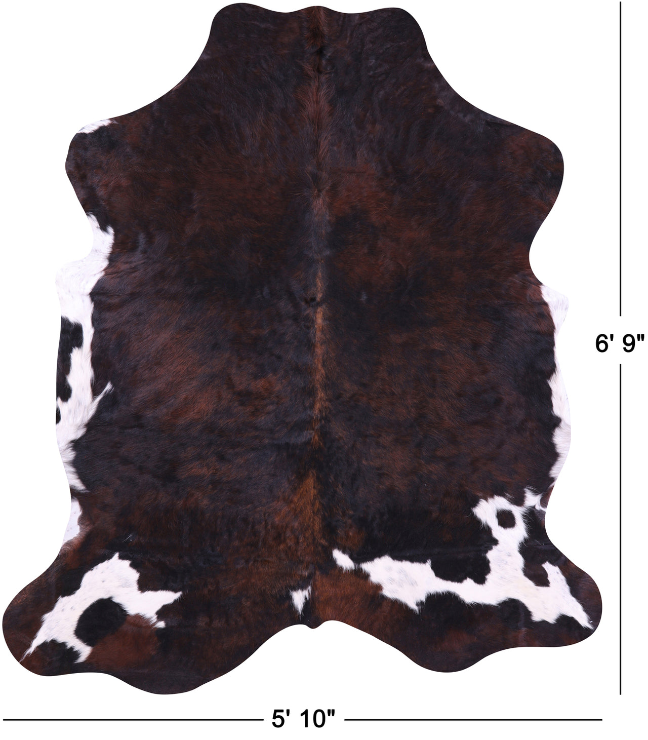 Tricolor Natural Cowhide Rug - Large 6'9"H x 5'10"W