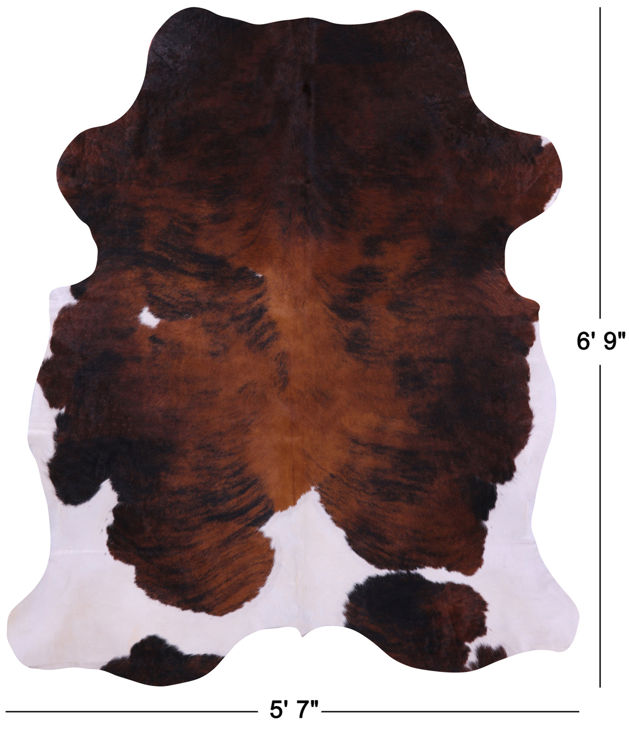 Tricolor Natural Cowhide Rug - Large 6'9"H x 5'7"W