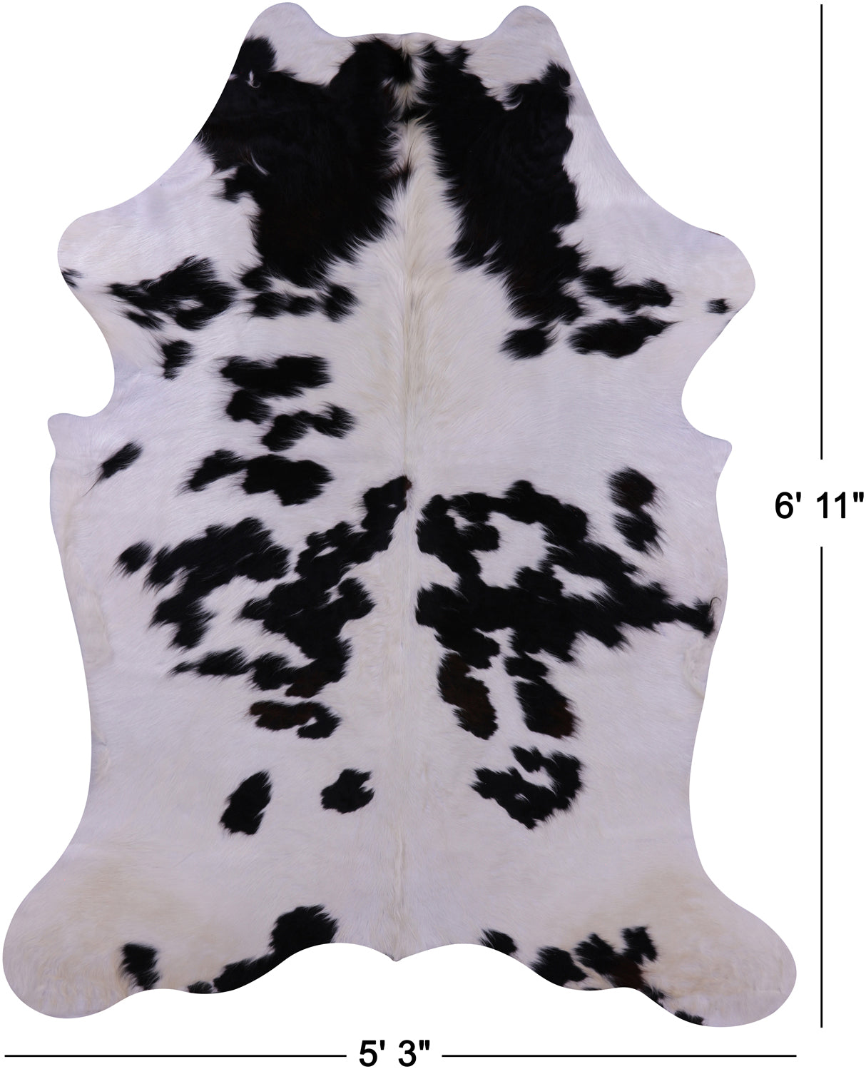 Black & White Natural Cowhide Rug - Large 6'11"H x 5'3"W