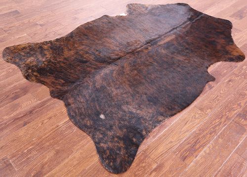 Dark Brindle Natural Cowhide Rug - Large 6'11