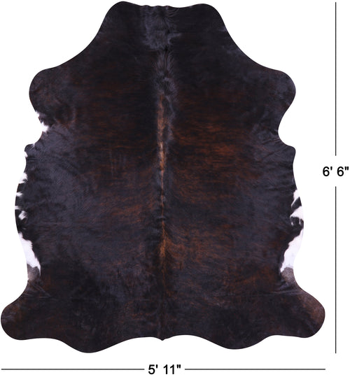 Dark Brown Natural Cowhide Rug - Large 6'6