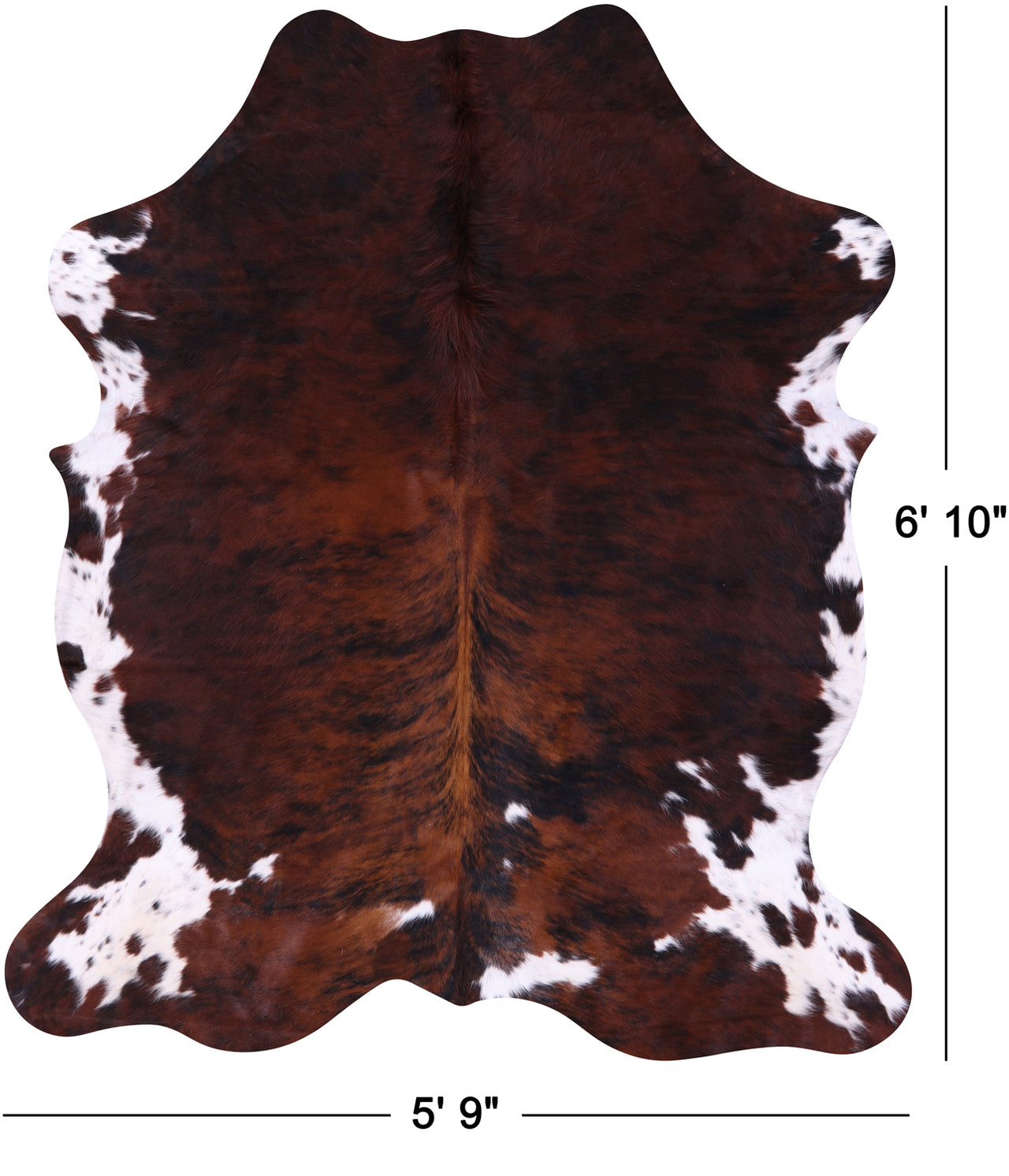 Tricolor Natural Cowhide Rug - Large 6'10"H x 5'9"W