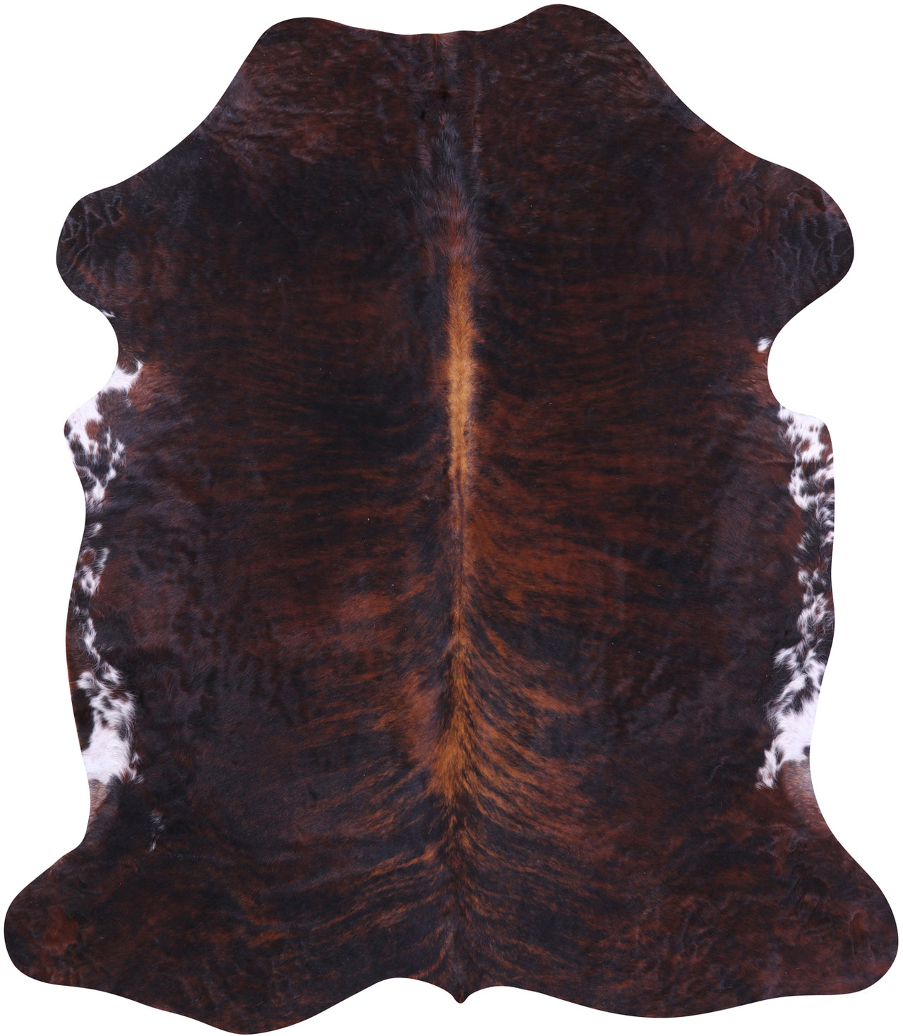 Tricolor Brindle Natural Cowhide Rug - Large 6'9"H x 5'11"W