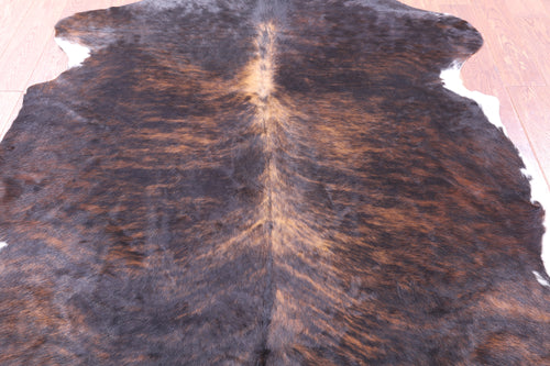 Dark Brindle Natural Cowhide Rug - Medium 6'3