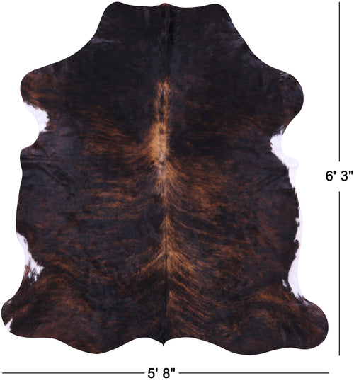 Dark Brindle Natural Cowhide Rug - Medium 6'3