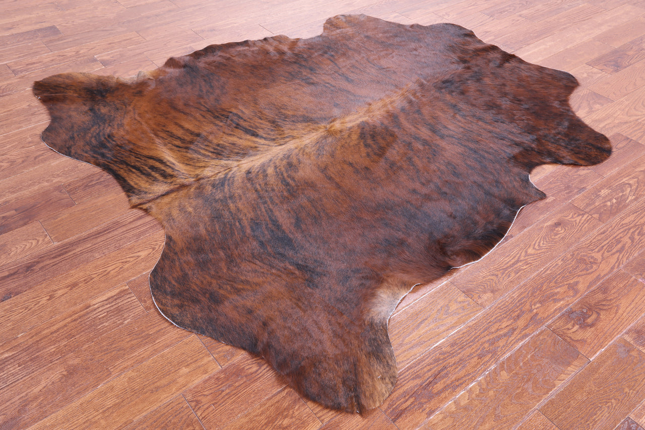 Brindle Brown Natural Cowhide Rug - Large 6'4"H x 6'1"W