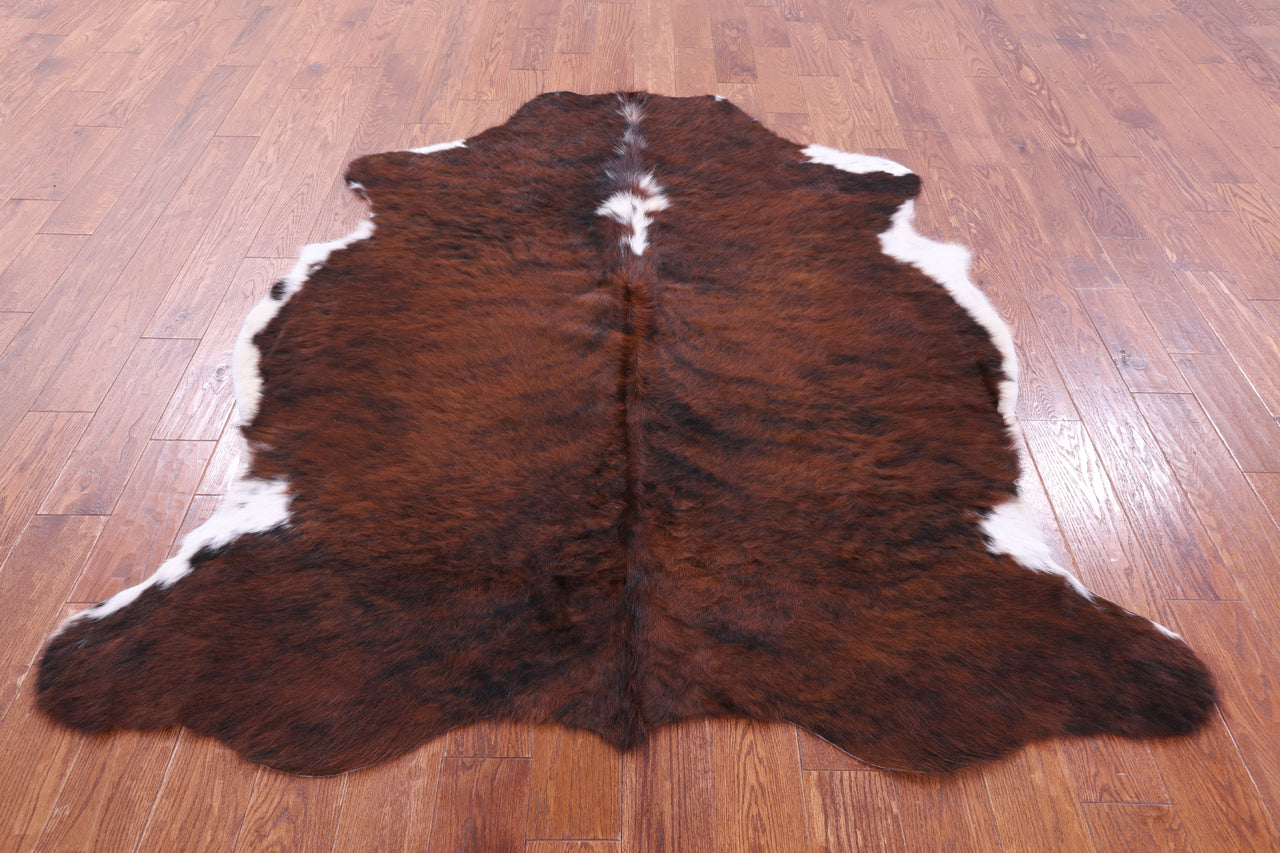 Brown & White Natural Cowhide Rug - Large 6'9"H x 5'10"W