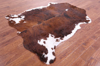 Thumbnail for Brown & White Natural Cowhide Rug - Large 6'11