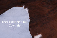 Thumbnail for Brown & White Natural Cowhide Rug - Large 6'11