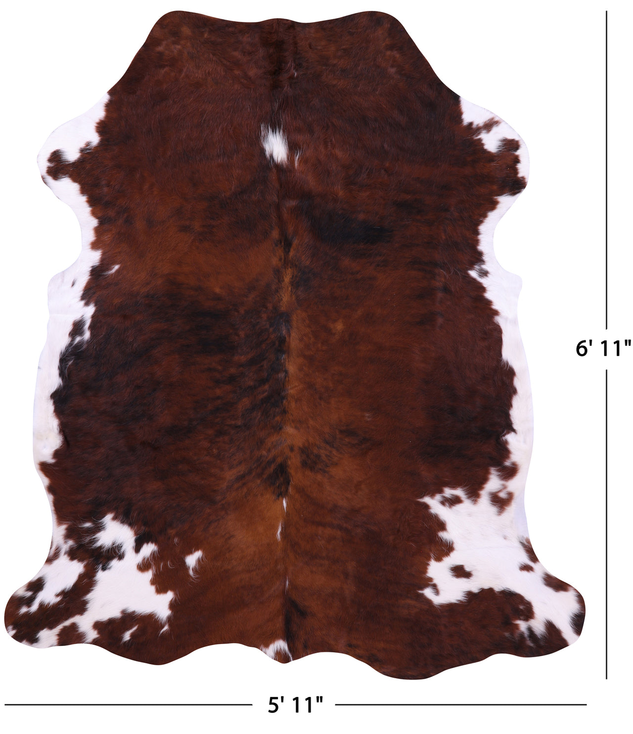 Brown & White Natural Cowhide Rug - Large 6'11"H x 5'11"W