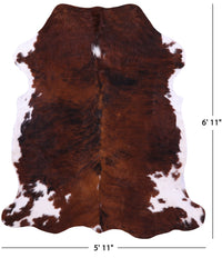 Thumbnail for Brown & White Natural Cowhide Rug - Large 6'11