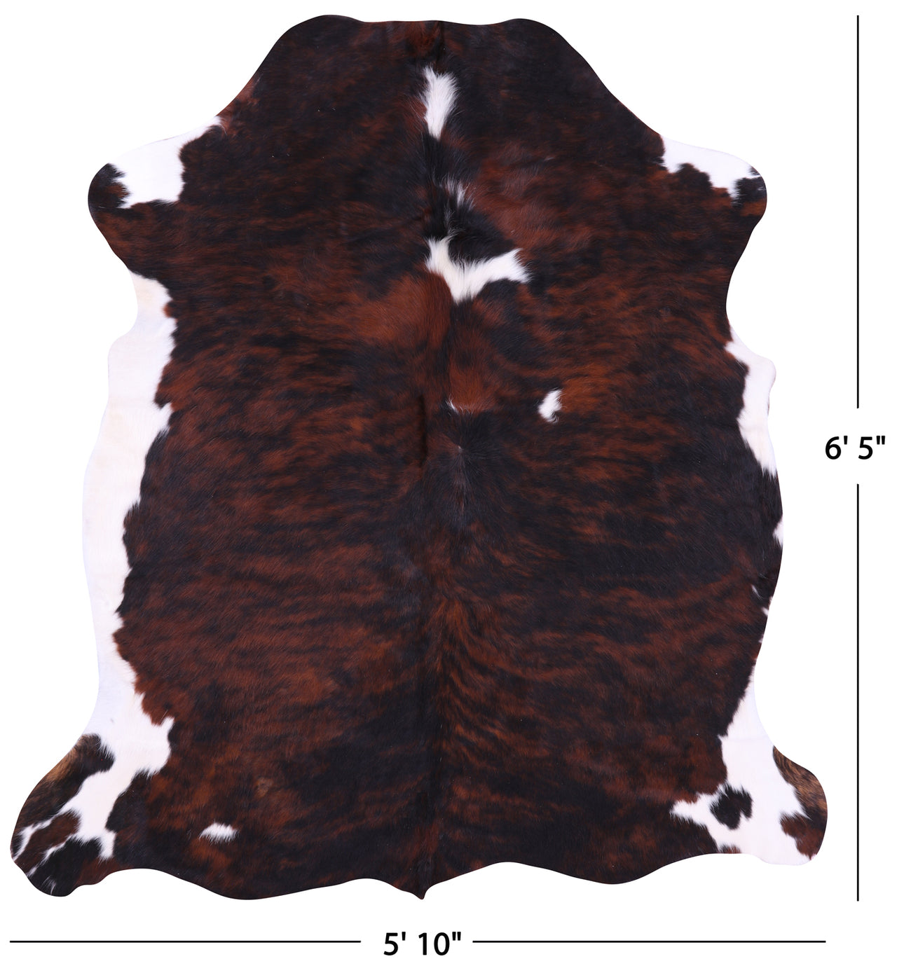 Tricolor Natural Cowhide Rug - Large 6'5"H x 5'10"W