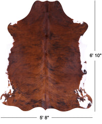 Thumbnail for Brown & White Natural Cowhide Rug - Large 6'10