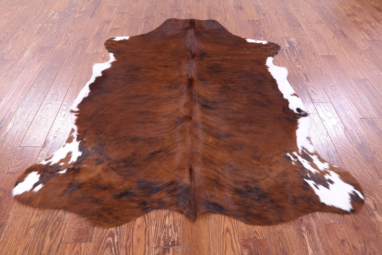 Brown & White Natural Cowhide Rug - Large 6'10"H x 5'8"W