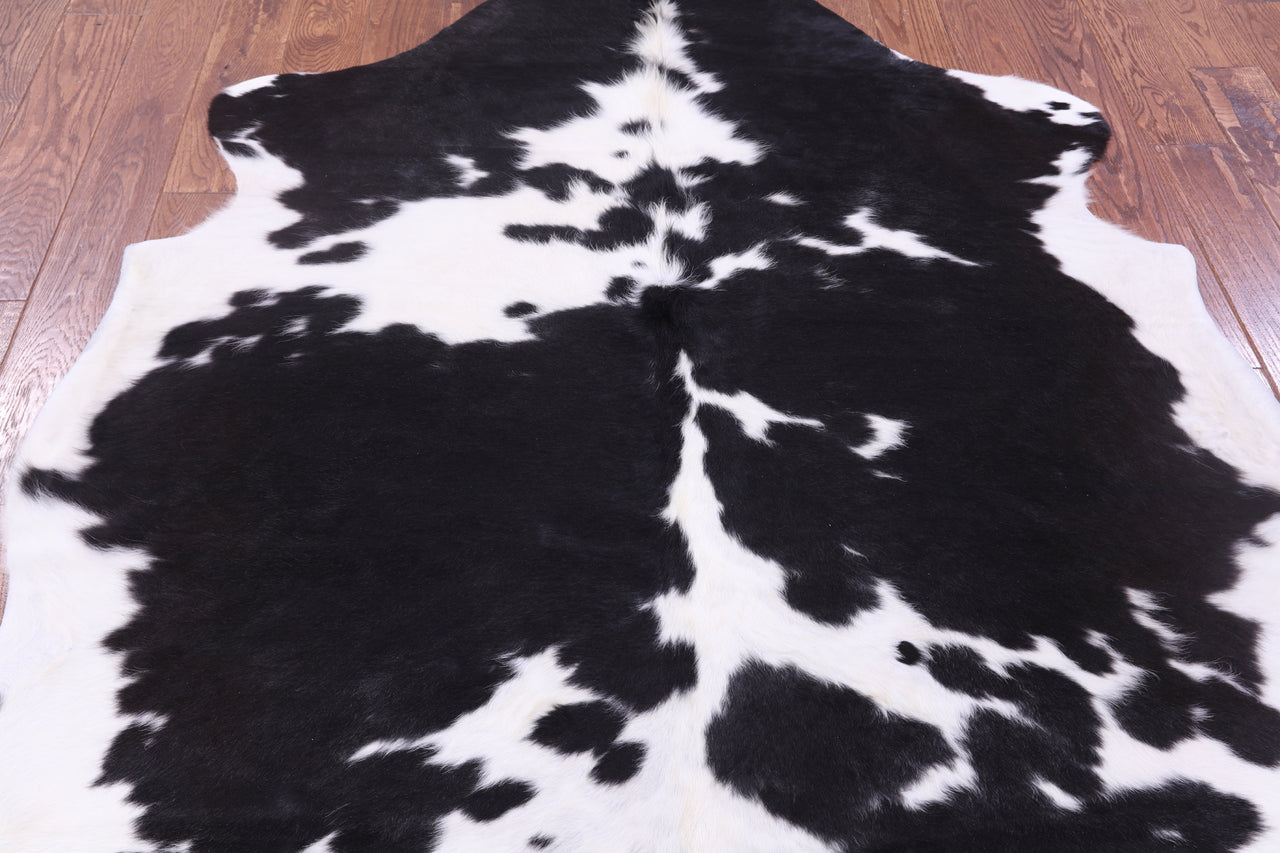 Black & White Natural Cowhide Rug - Large 6'4"H x 6'1"W