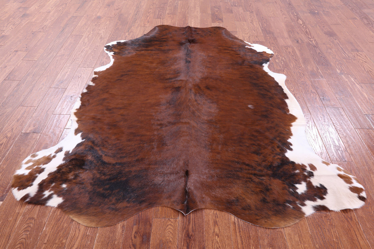 Brown & White Natural Cowhide Rug - XLarge 7'1"H x 6'3"W