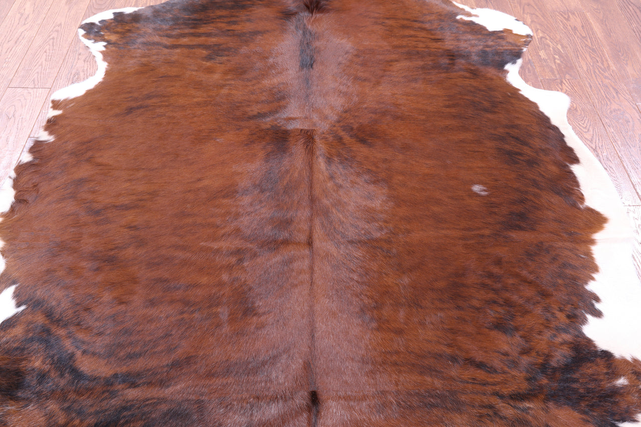 Brown & White Natural Cowhide Rug - XLarge 7'1"H x 6'3"W