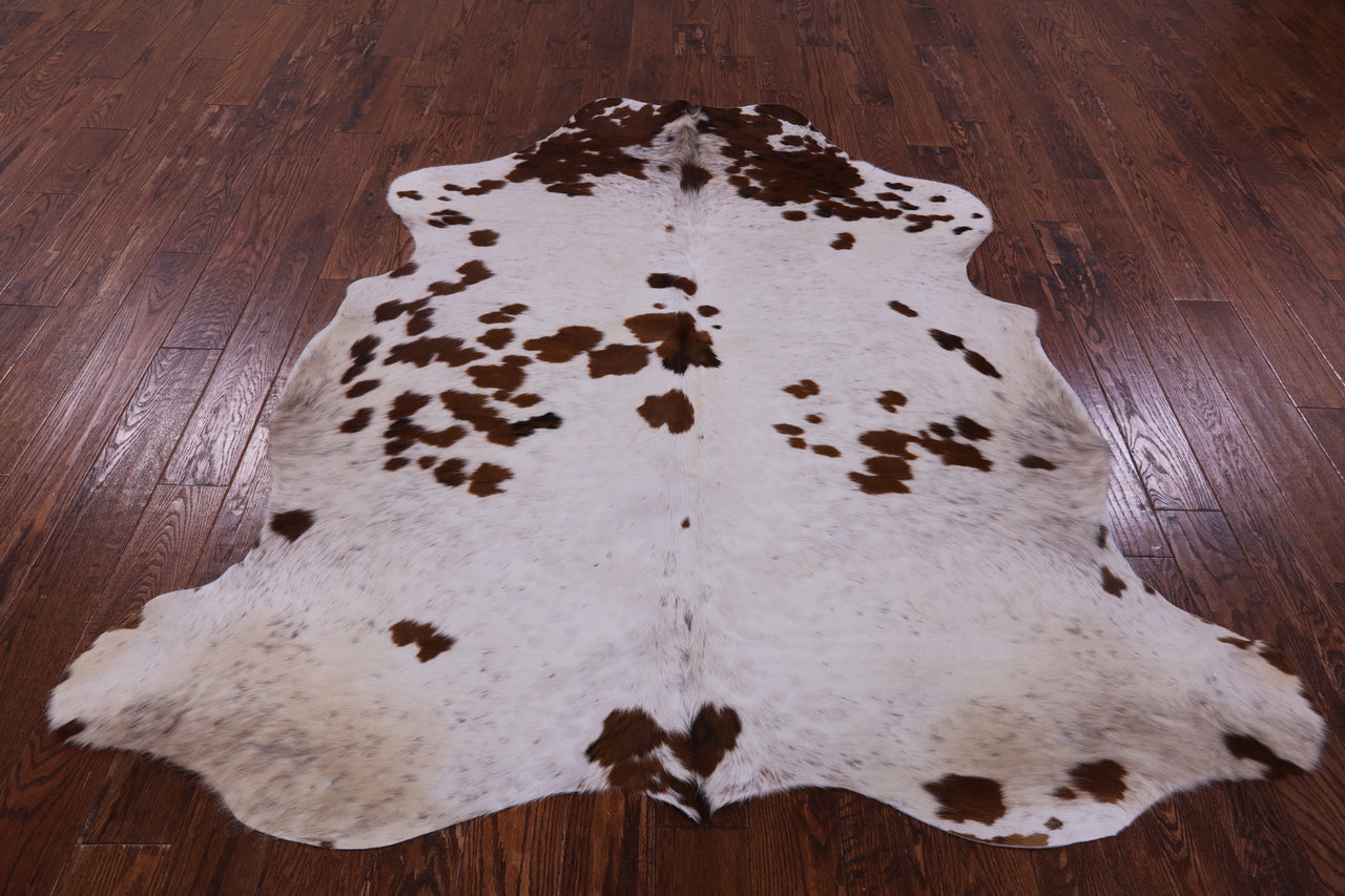 Brown & White Natural Cowhide Rug - Large 6'7"H x 6'2"W