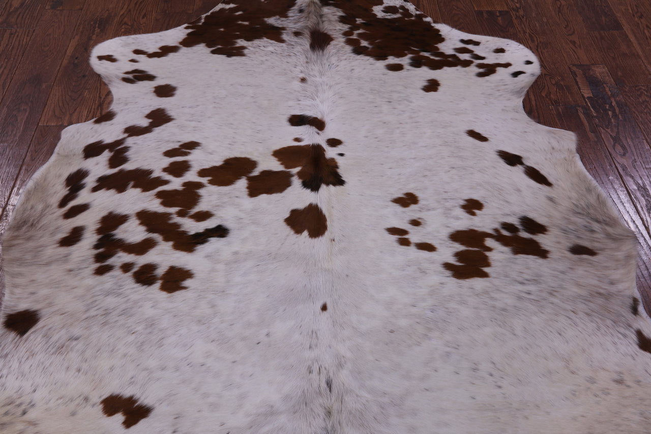 Brown & White Natural Cowhide Rug - Large 6'7"H x 6'2"W