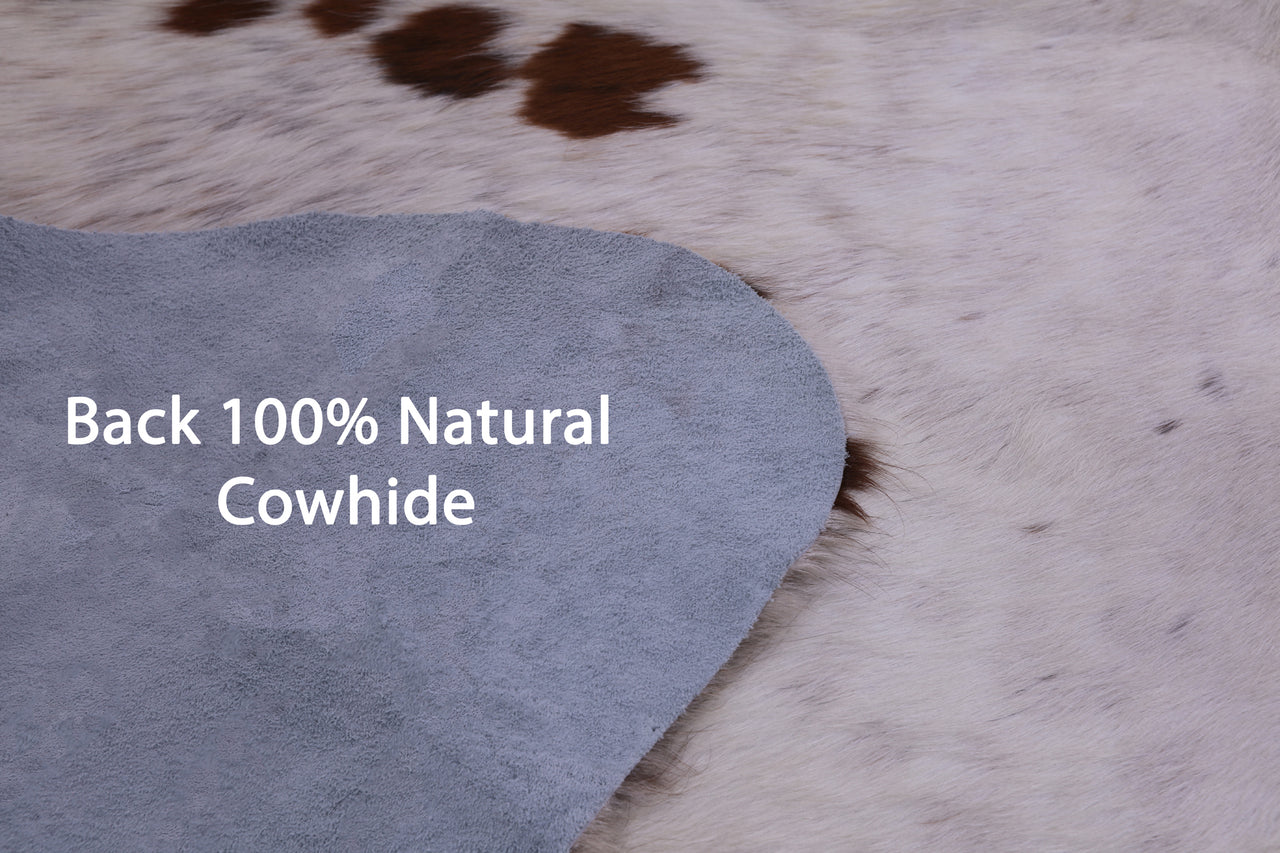 Brown & White Natural Cowhide Rug - Large 6'7"H x 6'2"W