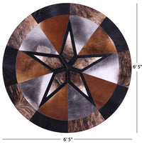 Thumbnail for Tricolor Round Star Patchwork Cowhide Rug - 6' 5