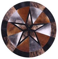 Thumbnail for Tricolor Round Star Patchwork Cowhide Rug - 6' 5