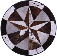 Thumbnail for Tricolor Round Star Patchwork Cowhide Rug - 3' 1