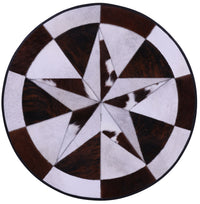 Thumbnail for Brown & White Round Star Patchwork Cowhide Rug - 3' 2