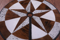 Thumbnail for Brown & White Round Star Patchwork Cowhide Rug - 3' 2