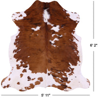 Thumbnail for Brown & White Natural Cowhide Rug - Medium 6'2