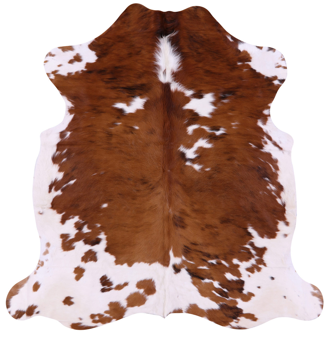 Brown & White Natural Cowhide Rug - Medium 6'2"H x 5'11"W