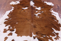 Thumbnail for Brown & White Natural Cowhide Rug - Medium 6'2