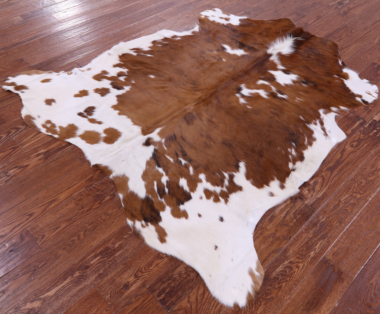 Brown & White Natural Cowhide Rug - Medium 6'2"H x 5'11"W