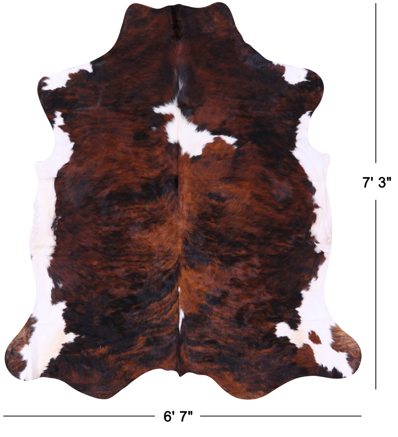 Tricolor Natural Cowhide Rug - XLarge 7'3"H x 6'7"W