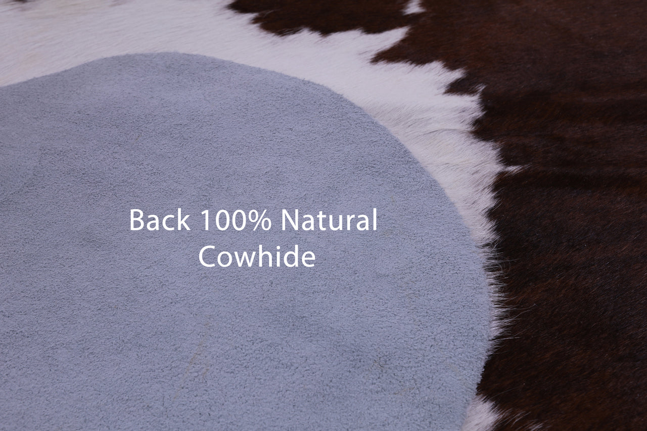 Brown & White Natural Cowhide Rug - XLarge 7'3"H x 5'5"W