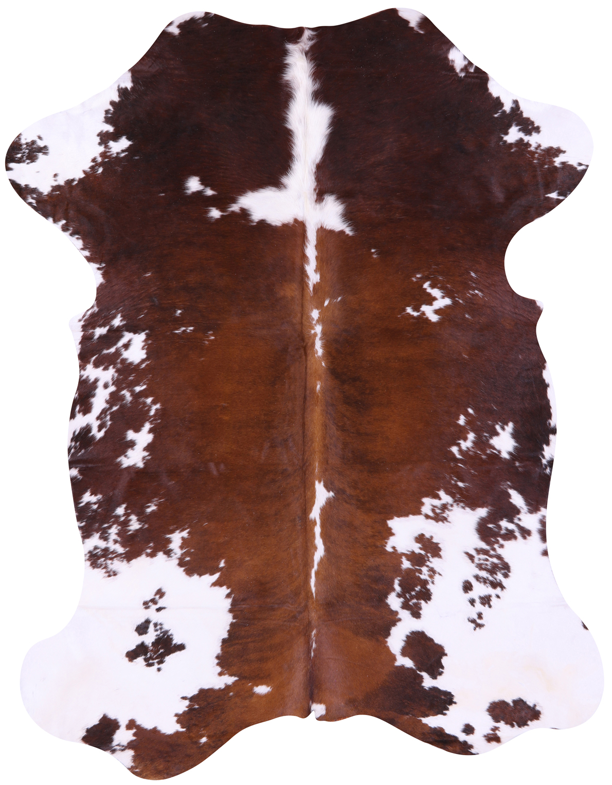 Brown & White Natural Cowhide Rug - XLarge 7'3"H x 5'5"W