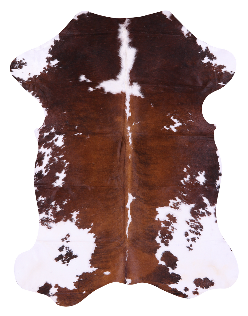 Brown & White Natural Cowhide Rug - X-Large 7'3"H x 5'5"W